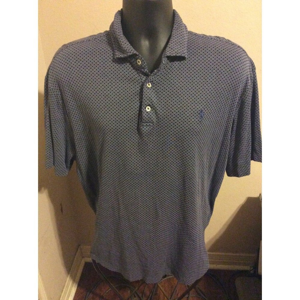 POLO by Ralph Lauren Mens S/S CLASSIC FIT Polo Logo Golf Shirt XL Navy Dots